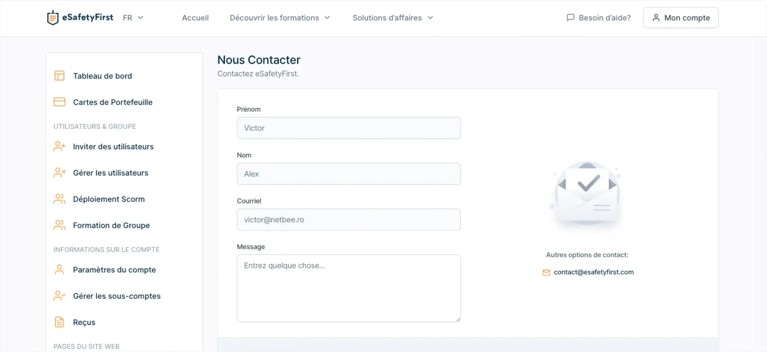 eSafetyFirst - Système de support